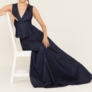 New FREE PEOPLE Clean Coastal denim set-skirt/top size 4 space girl wash